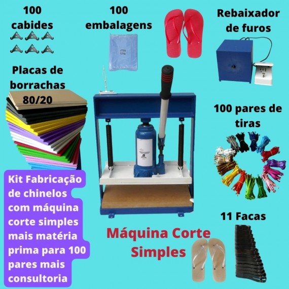 Kit Fabricação de Chinelos 100 Pares Borracha  80/20 Completo com Maquinário + Consultoria